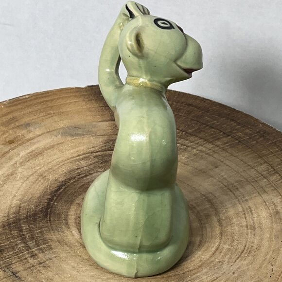 Art Deco Era VTG Made In Japan Green Celadon Bisque Ceramic Monkey Figurine - Picture 5 of 8